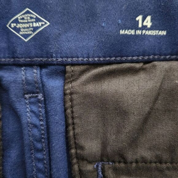 St. John's Bay Navy Rhinestone Embellished Girlfriend Chino Mid-Rise Pants 14 - Picture 7 of 9